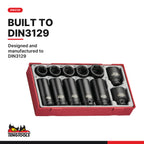 Teng Tools TT9212 14-Piece 1/2 Drive Metric Socket Set, designed and manufactured to DIN3129