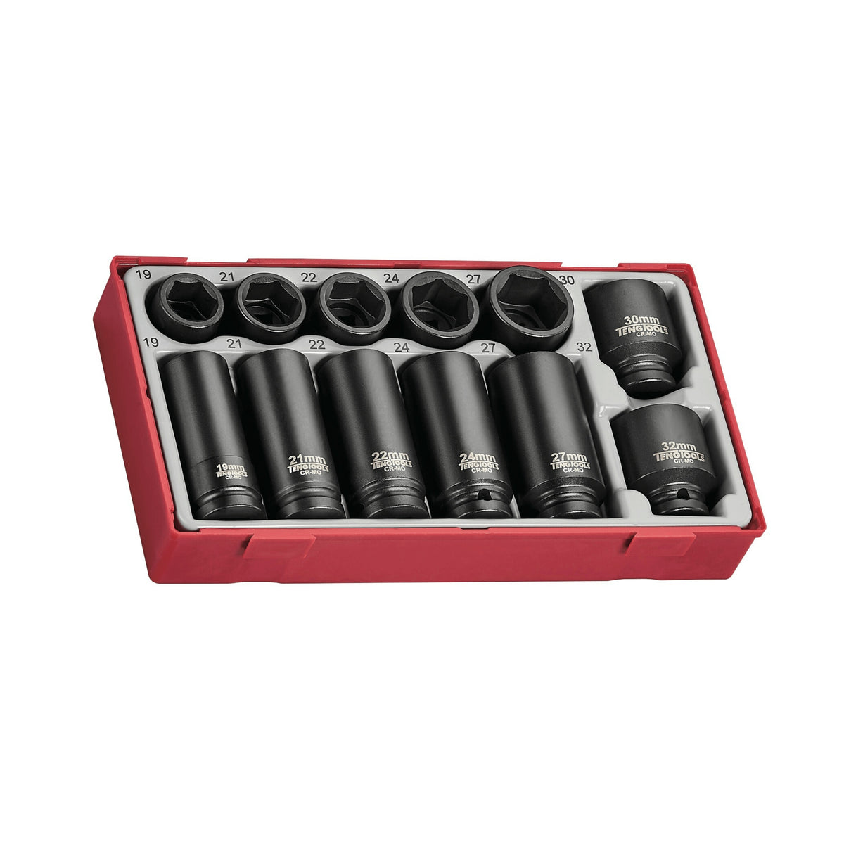 Teng Tools TT9212 14-Piece 1/2 Drive Metric Socket Set on a white background
