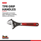 Teng Tools TTADJ04 Adjustable Wrench Set TT1 4 Pieces, adjustable wrenches with tpr grip in 150mm, 200mm and 250mm