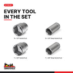 Teng Tools TTAF32 1/4" & 3/8" Socket Set AF 6 pt TT1 32 Pieces, every tool in the set