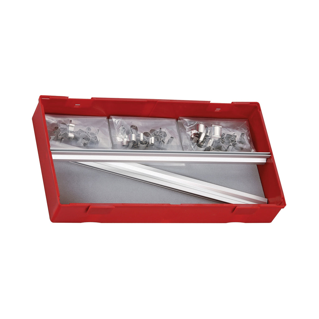 Teng Tools TTALU 32 Piece Aluminum Rail and Socket Clip Tool Set on a white background