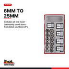 Teng Tools TTBE18 Stud Extractor Set TT1 18 Pieces, includes all the most commonly used sizes from 6mm to 25mm (1")