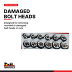 Teng Tools TTBE18 Stud Extractor Set TT1 18 Pieces, designed for removing rounded or damaged bolt heads or nuts