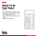 Teng Tools TTBE18 Stud Extractor Set TT1 18 Pieces, what's in the tray