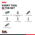 Teng Tools TTBS35 1/4" & 3/8" Bit Socket Set TT1 35 Pieces, every tool in the set