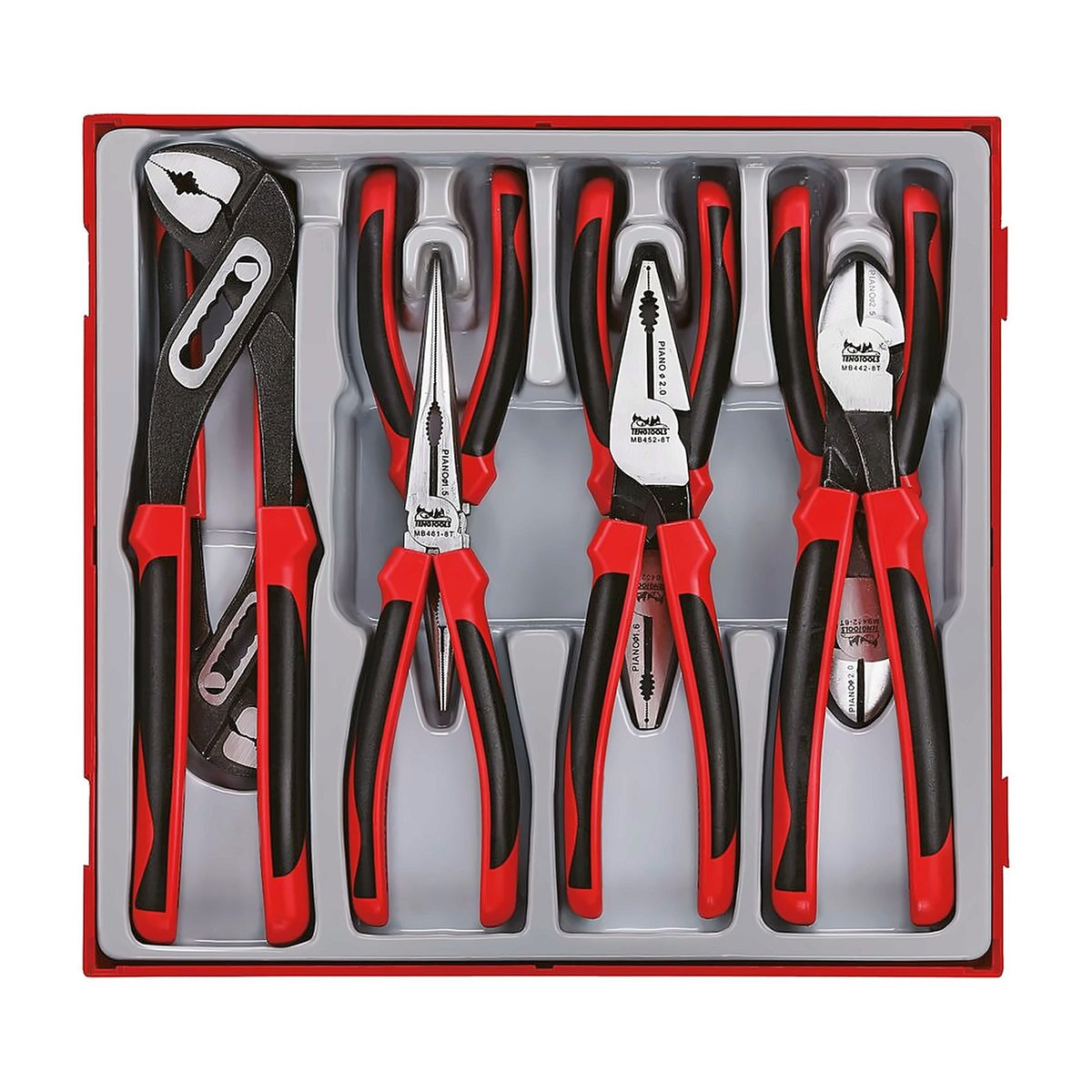 Teng Tools TTD441-T 8-Piece Pliers Set with TPR Grip Handles — CrMo on a white background
