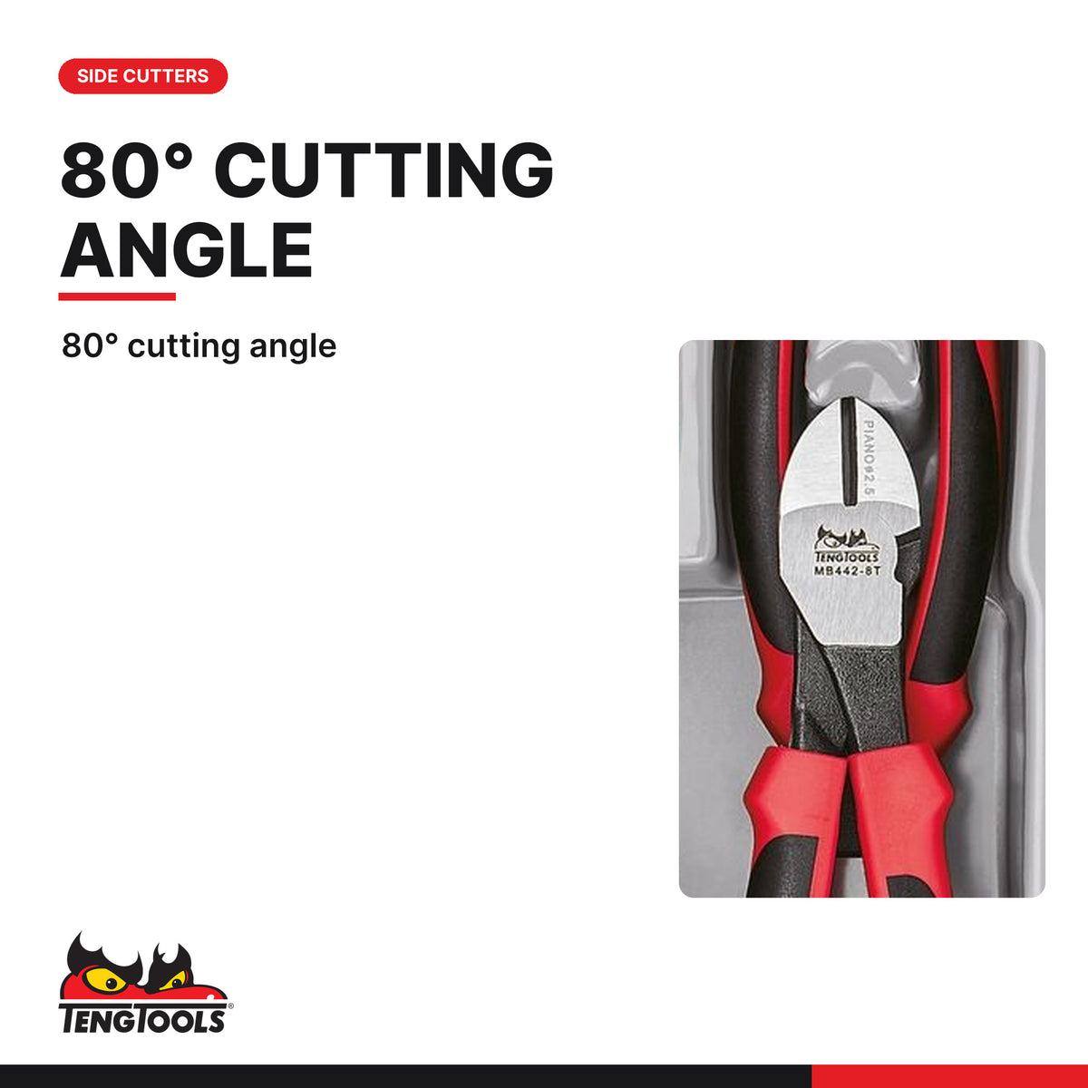 Teng Tools TTD441-TQ Plier Set TPR Grip TT2 Q 8 Pieces, 80° cutting angle