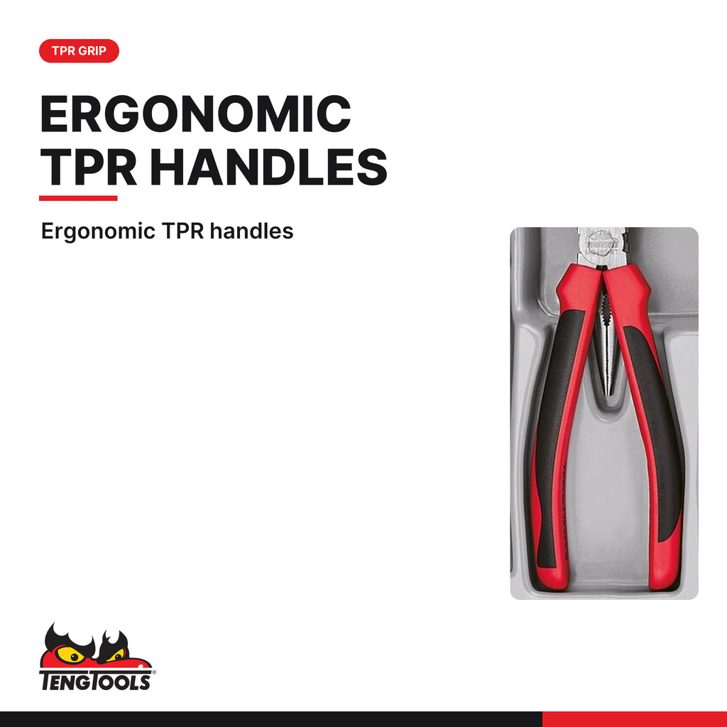 Teng Tools TTD441-TQ Plier Set TPR Grip TT2 Q 8 Pieces, ergonomic TPR handles