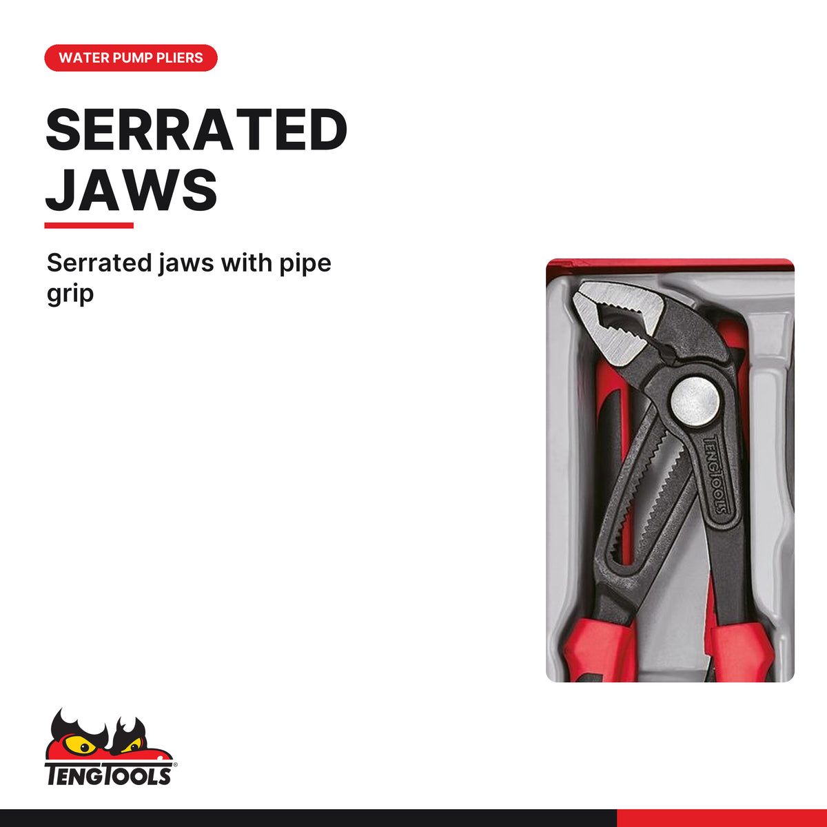 Teng Tools TTD441-TQ Plier Set TPR Grip TT2 Q 8 Pieces, serrated jaws with pipe grip