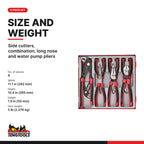 Teng Tools TTD441-TQ Plier Set TPR Grip TT2 Q 8 Pieces, side cutters, combination, long nose and water pump pliers