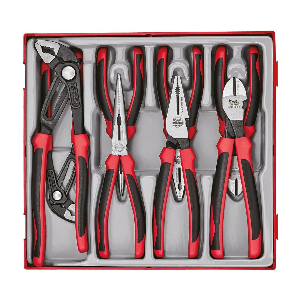 Teng Tools TTD441-TQ Plier Set TPR Grip TT2 Q 8 Pieces on a white background