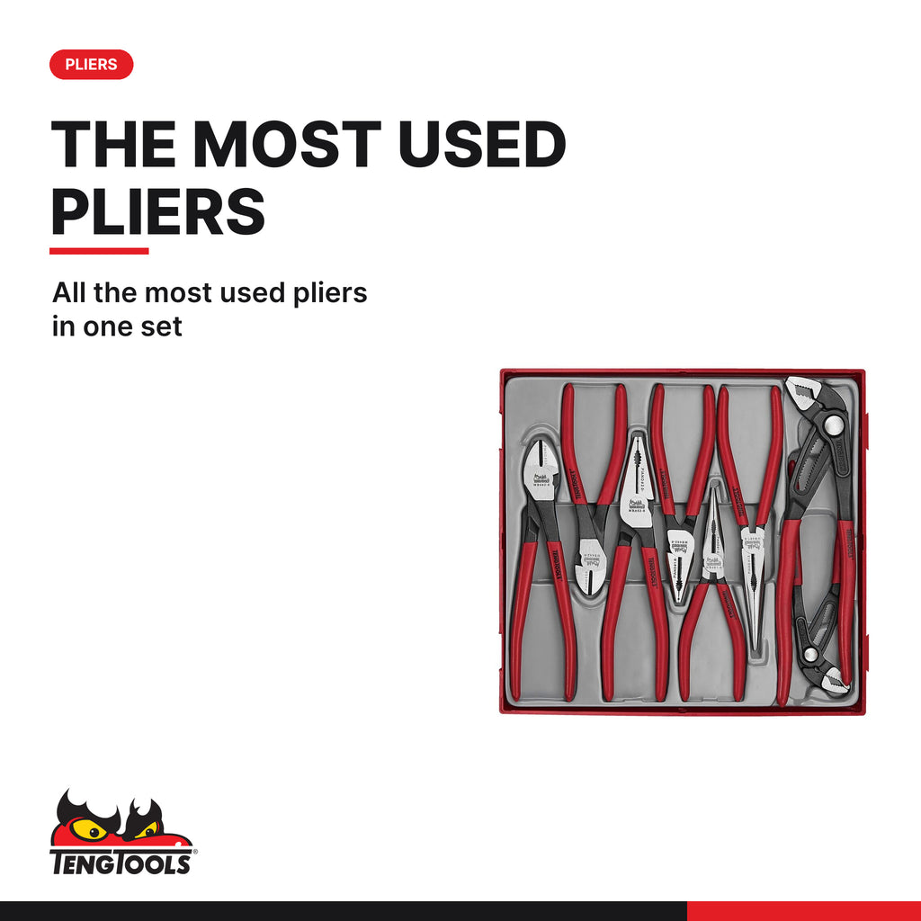 Teng Tools TTD441Q Plier Set Vinyl Grip Q TT2 8 Pieces, all the most used pliers in one set