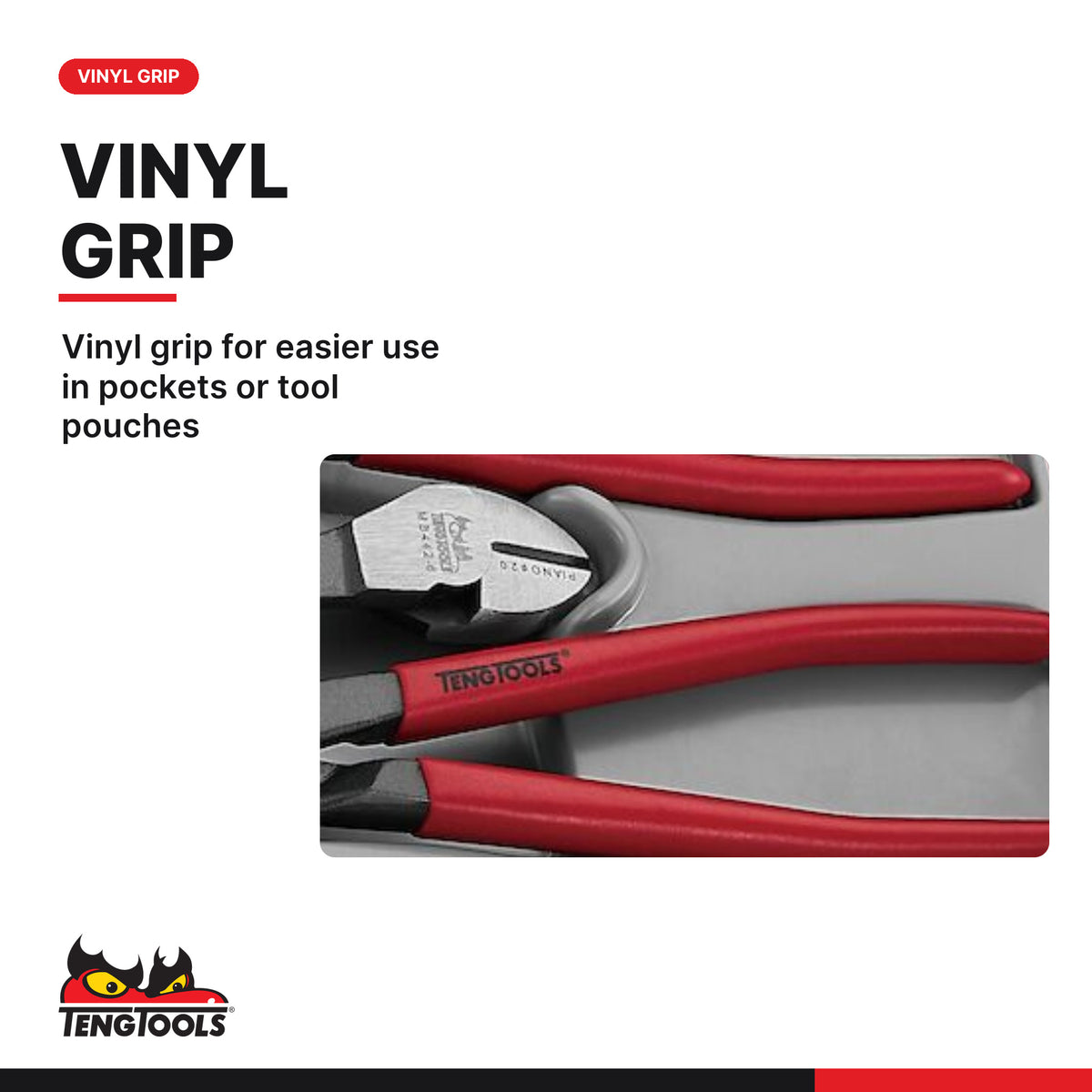 Teng Tools TTD441Q Plier Set Vinyl Grip Q TT2 8 Pieces, vinyl grip for easier use in pockets or tool pouches