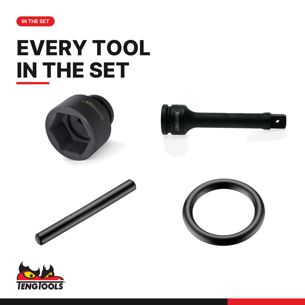 Teng Tools TTD9416 3/4 Impact Socket Set DIN TT2 16 Pieces, every tool in the set