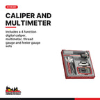 Teng Tools TTDCM Measuring Tool Set TT2 4 Pieces, includes a 4 function digital caliper, multimeter, thread gauge and feeler 