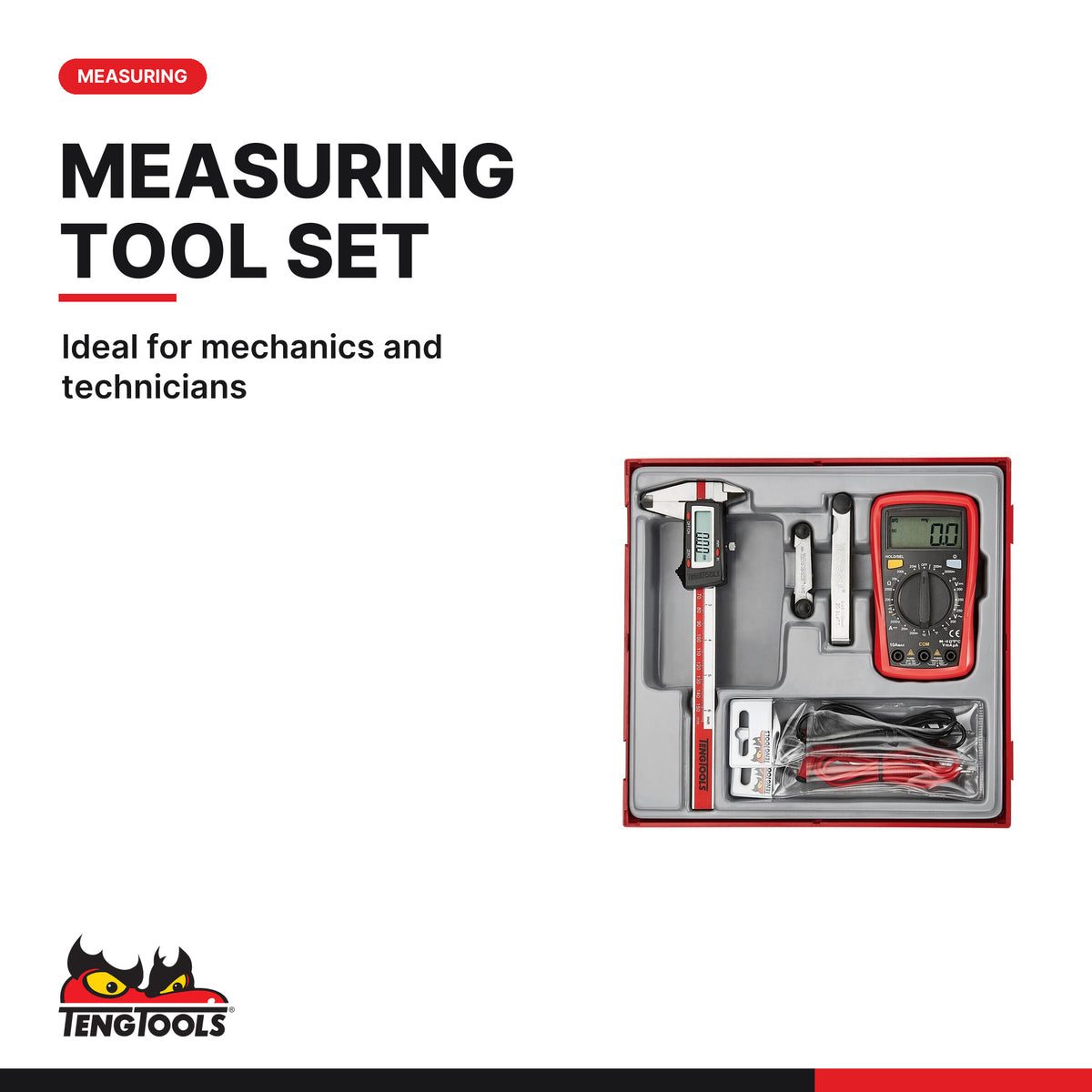 Teng Tools TTDCM Measuring Tool Set TT2 4 Pieces, ideal for mechanics and technicians