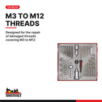 Teng Tools TTDTD34 Tap and Die Set TT2 34 Pieces, designed for the repair of damaged threads covering m3 to m12