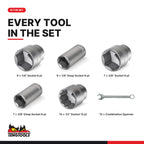 Teng Tools TTEAF62 Socket & Combination Spanner Set AF FOAM4X4 62 Pieces, every tool in the set