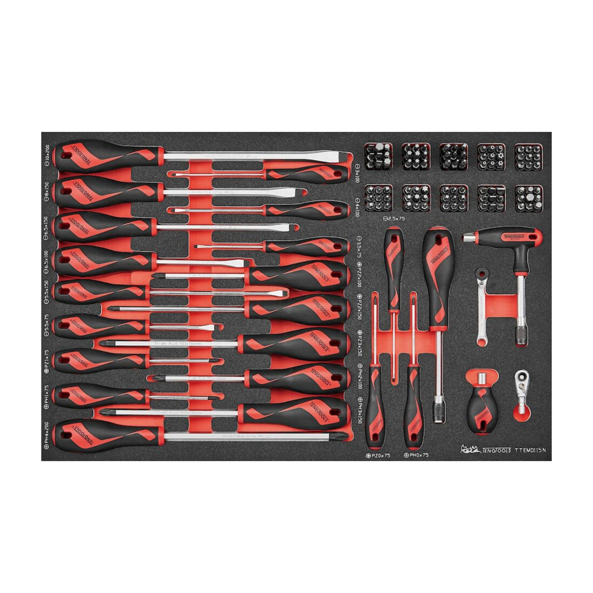 Teng Tools TTEMD115N 115 Piece Screwdriver Set on a white background