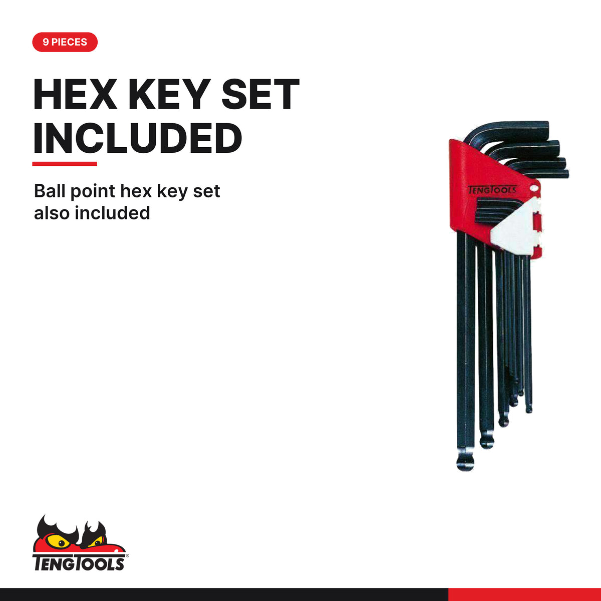 Teng Tools TTEMD33 Screwdriver & Spanner Set FOAM4X4 33 Pieces, ball point hex key set also included