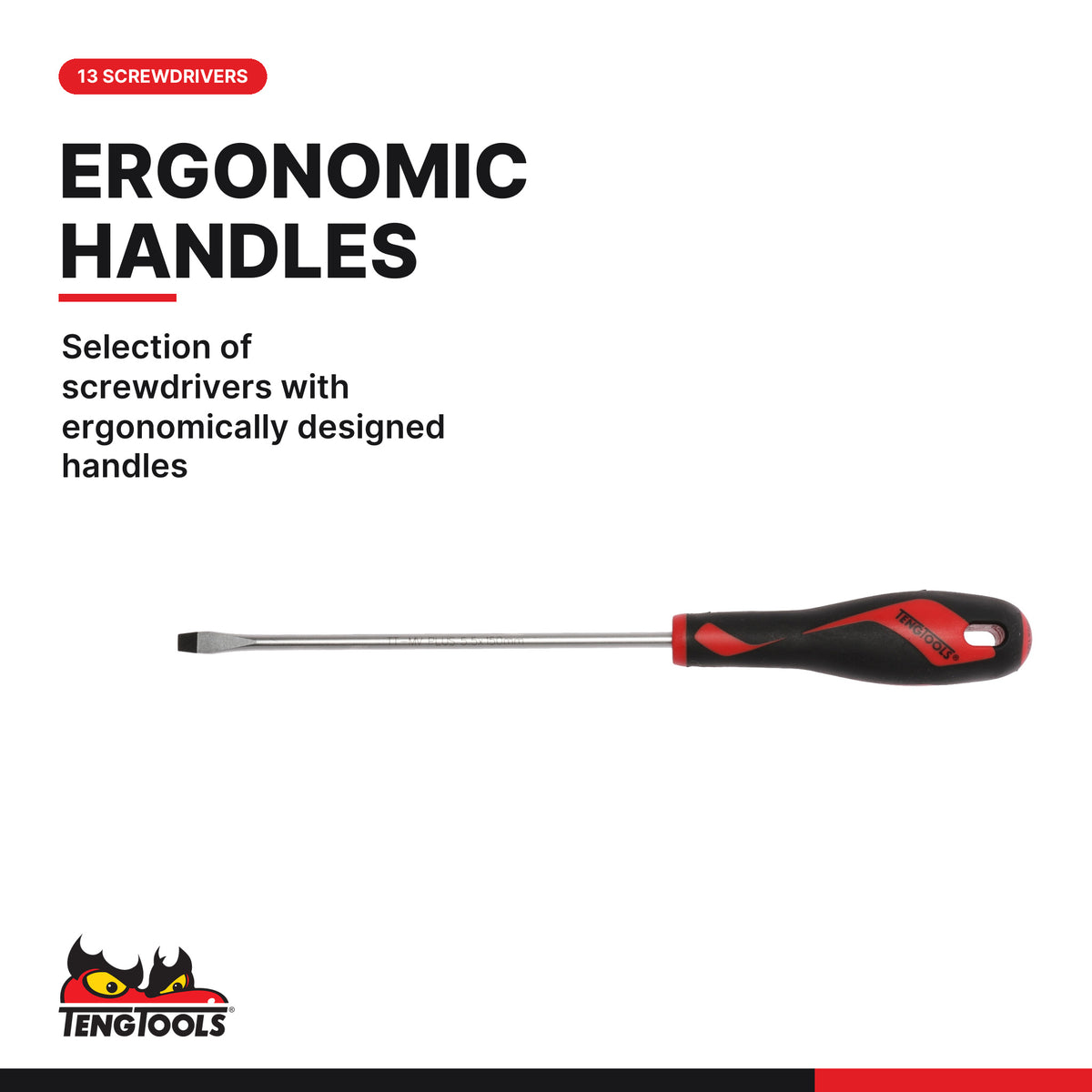 Teng Tools TTEMD33 Screwdriver & Spanner Set FOAM4X4 33 Pieces, selection of screwdrivers with ergonomically designed handles