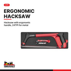 Teng Tools TTEPS15 General Tool Set FOAM4X4 15 Pieces, hacksaw with ergonomic handle, 24TPI for metal