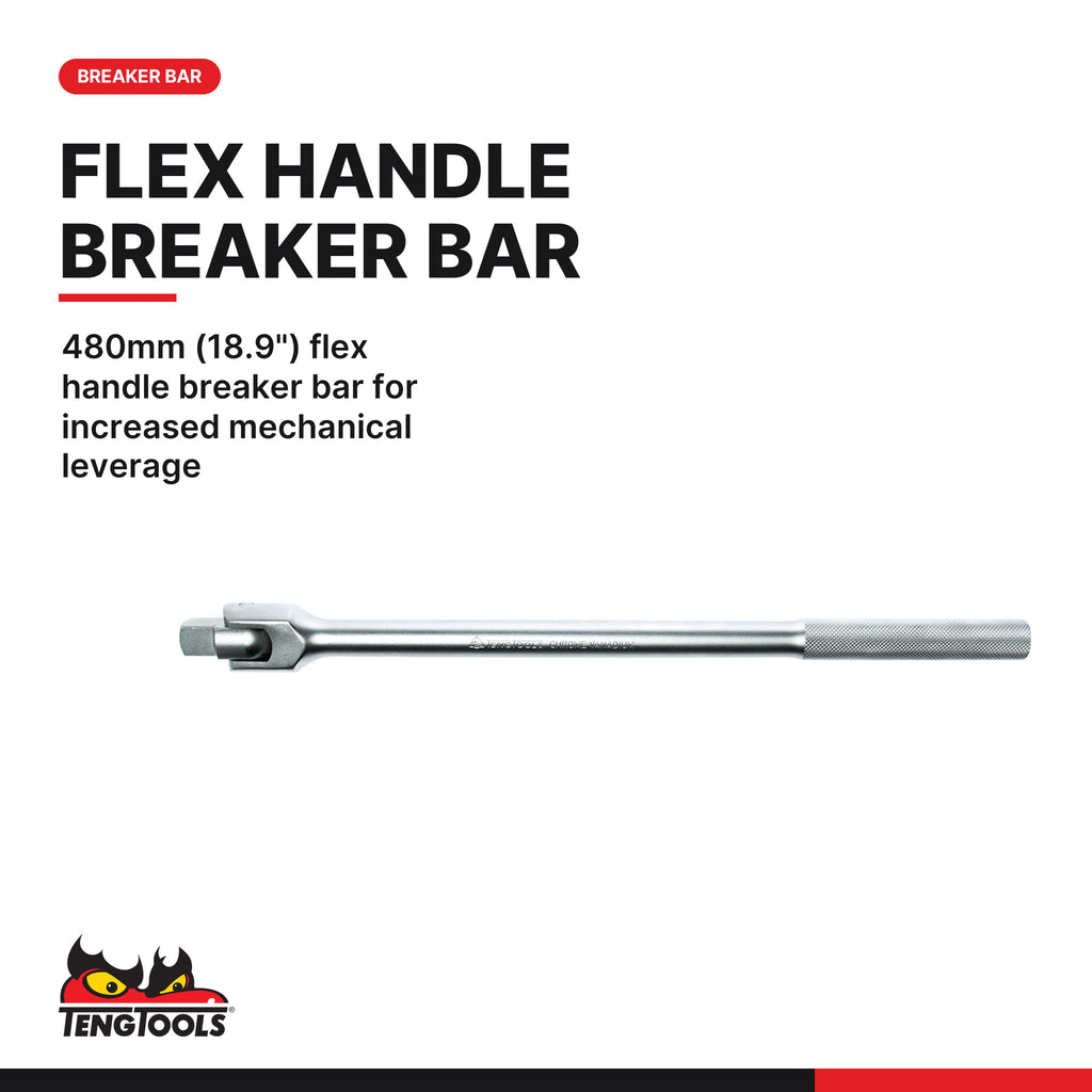 Teng Tools TTESK25 Metric 6-point socket & spanner set FOAM4X4 25 pieces, 480mm (18.9") flex handle breaker bar for