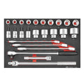 Teng Tools TTESK25 Metric 6-point socket & spanner set FOAM4X4 25 pieces on a white background