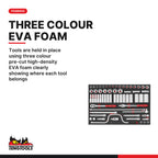Teng Tools TTESK63 1/2" Socket Set 12 pt FOAM4X4 63 Pieces, tools are held in place using three colour pre-cut high-density