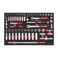 Teng Tools TTESK73 1/4″, 3/8″ & 1/2″ Socket set FOAM4X4 73 pieces on a white background