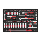 Teng Tools TTESK73 1/4″, 3/8″ & 1/2″ Socket set FOAM4X4 73 pieces on a white background