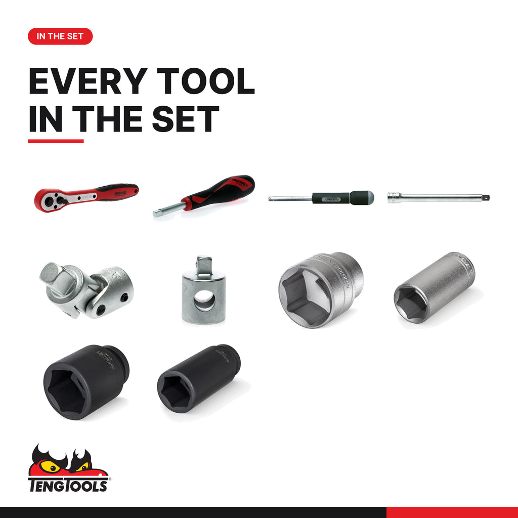 Teng Tools TTESK77 1/4", 3/8" & 1/2" Socket Set FOAM4X4 76 Pieces, every tool in the set