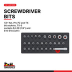 Teng Tools TTESK85 1/4", 3/8" & 1/2" Socket Set FOAM4X4 85 Pieces, 1/4" flat, ph, pz and tx bit sockets, tx-e sockets e4-e8 (