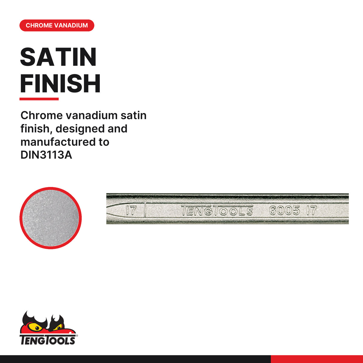 Teng Tools TTESP31 Combination Spanner Set FOAM4X4 31 Pieces, chrome vanadium satin finish, designed and manufactured to din3