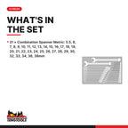 Teng Tools TTESP31 Combination Spanner Set FOAM4X4 31 Pieces, what's in the tray