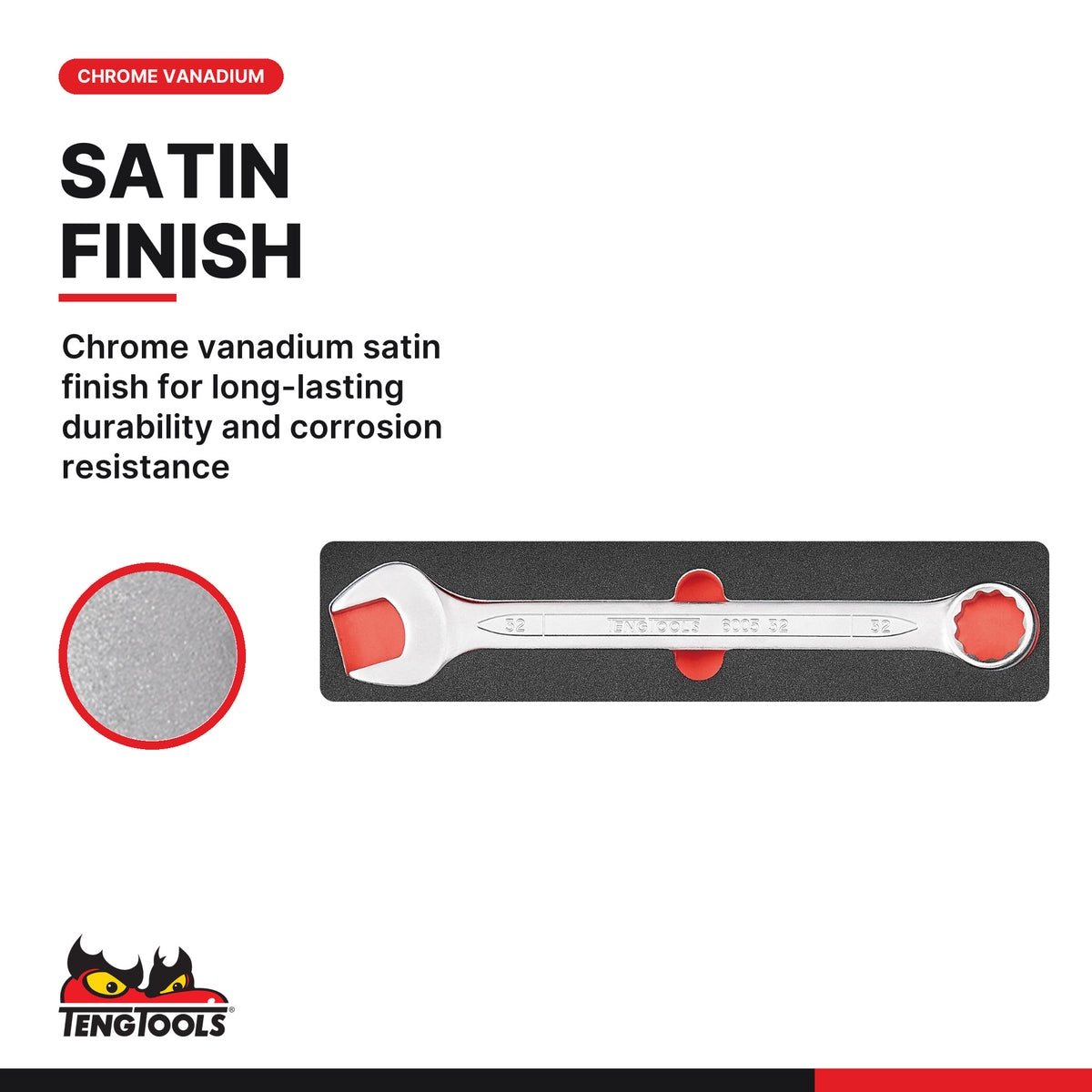 Teng Tools TTESP31A Metric combination & ratcheting spanner set FOAM4X4 31 pieces, chrome vanadium satin finish for long-last