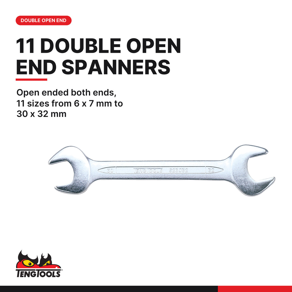Teng Tools TTESP37 Spanner Set FOAM4X4 37 Pieces, open ended both ends, 11 sizes from 6 x 7 mm to 30 x 32 mm