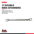 Teng Tools TTESP37 Spanner Set FOAM4X4 37 Pieces, ring at both ends, 11 sizes from 6 x 7 mm to 30 x 32 mm