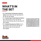 Teng Tools TTESP37 Spanner Set FOAM4X4 37 Pieces, what's in the tray
