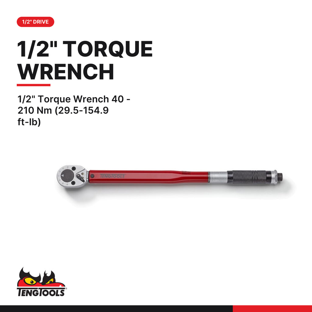 Teng Tools TTEX17 General Tool Set FOAM4X4 37 Pieces, 1/2" Torque Wrench 40 - 210 Nm (29.5-154.9 ft-lb)