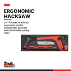 Teng Tools TTEX18 General tool set 18 pieces, 24 TPI hacksaw with an ergonomic handle, designed for accurate and comfortable