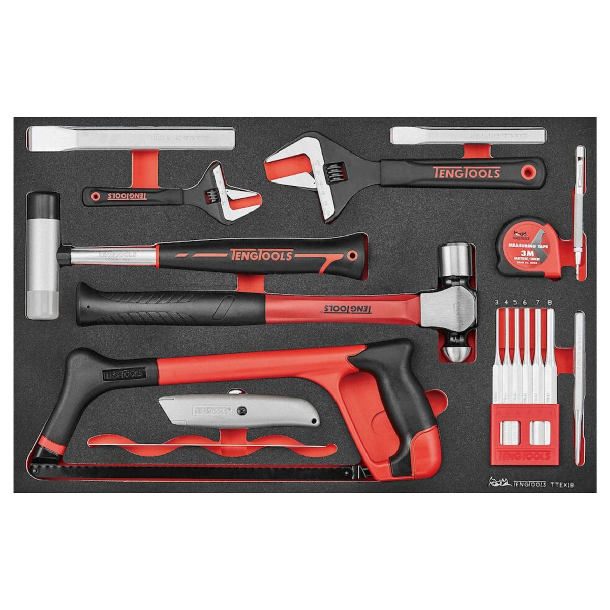 Teng Tools TTEX18 General tool set 18 pieces on a white background