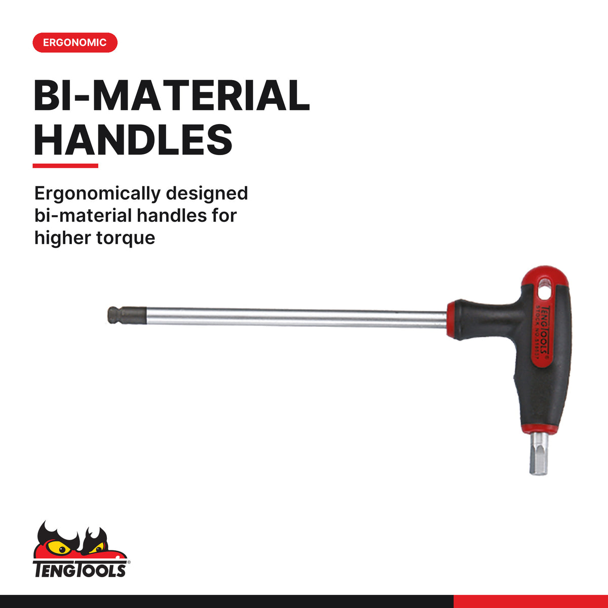 Teng Tools TTEX23N Nut Driver & Hex/TX T-Handle Set FOAM4X4 23 Pieces, ergonomically designed bi-material handles for higher 