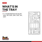Teng Tools TTHEX7AF T-Handle Ball Point Hex Key Set AF TT1 7 Pieces, what's in the tray