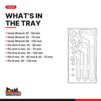 Teng Tools TTHP08 Hook & Pin Wrench Set TT1 8 Pieces, what's in the tray