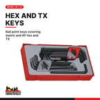 Teng Tools TTHT28 Ball Point Hex & TX Key Set TT1 28 Pieces, ball point keys covering metric and af hex and tx