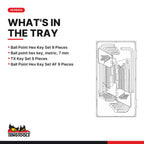 Teng Tools TTHT28 Ball Point Hex & TX Key Set TT1 28 Pieces, what's in the tray