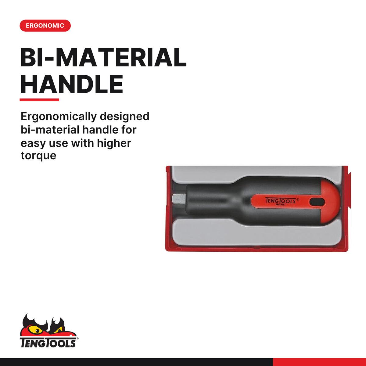 Teng Tools TTMD12D Screwdriver Blade Set Mixed TT1 12 Pieces, ergonomically designed bi-material handle for easy use with hig