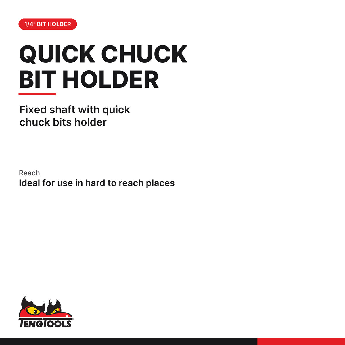 Teng Tools TTMD74-1 1/4 Inch Bit Holder Extension 100-238mm, fixed shaft with quick chuck bits holder