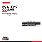 Teng Tools TTMD74-1 1/4 Inch Bit Holder Extension 100-238mm, rotating collar to lock or unlock the grip on the bit